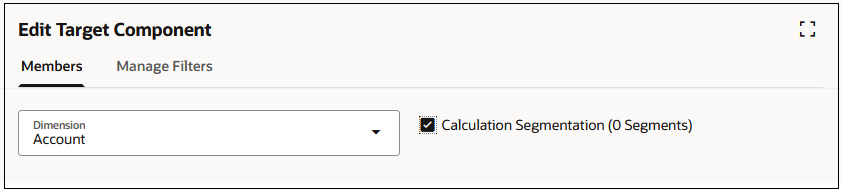 Account dimension showing Calculation Segmentation selected