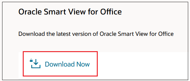 Oracle Smart View for Office dialog box with Download Now selected