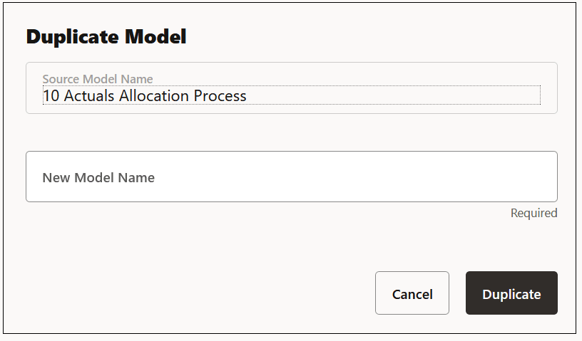 Duplicate Model dialog box Duplicate Model dialog box