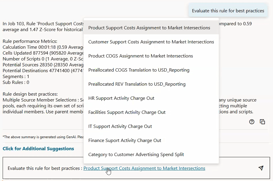 Evaluate rule for best practices example