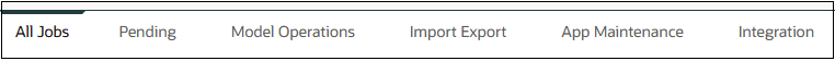 Tabs that are displayed at the bottom of the Jobs console