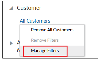 All Customers with Manage Filters selected