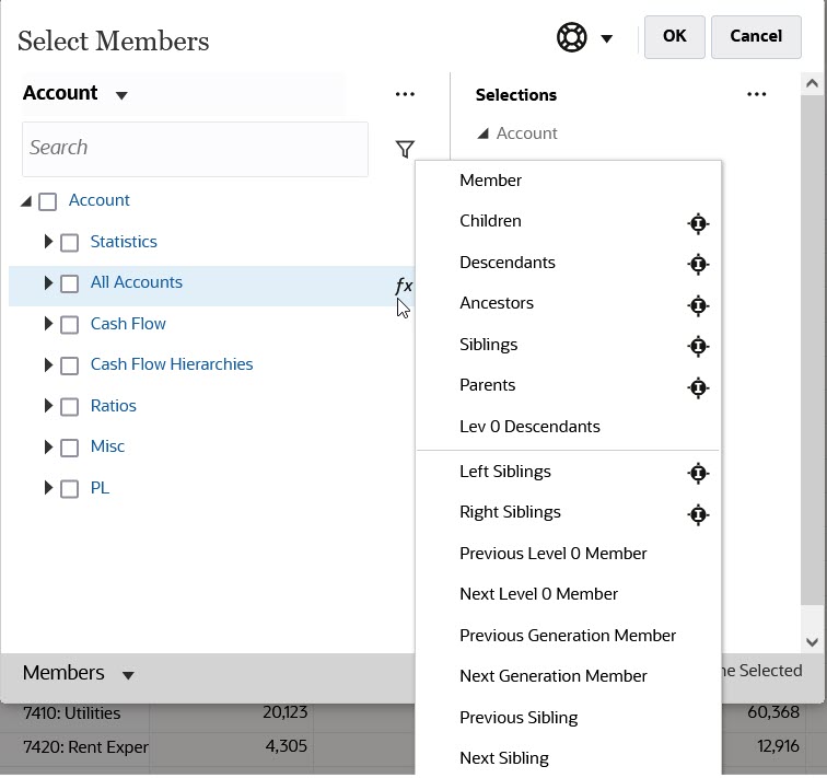 Function Selector menu Function Selector menu