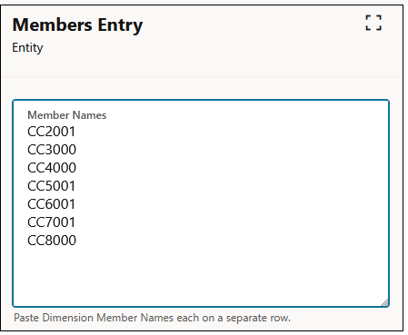 Member Entry dialog box displaying several members for the destination Member Entry dialog box displaying several members for the destination