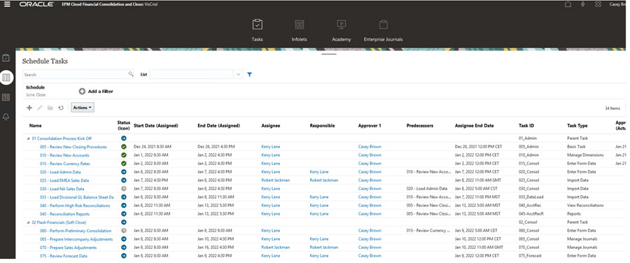 Sample Task List