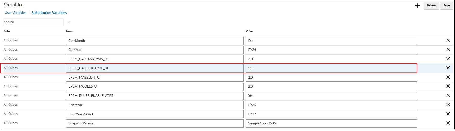 Substitution Variable for Calculation Control 1.0