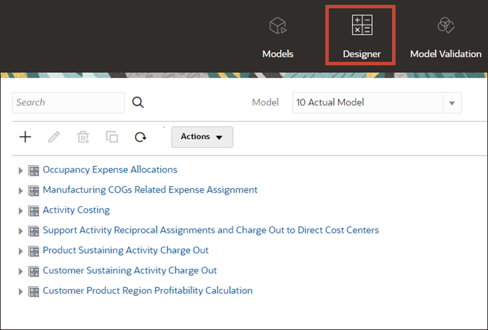 EPCM Designer screen showing a model selected and its associated rules