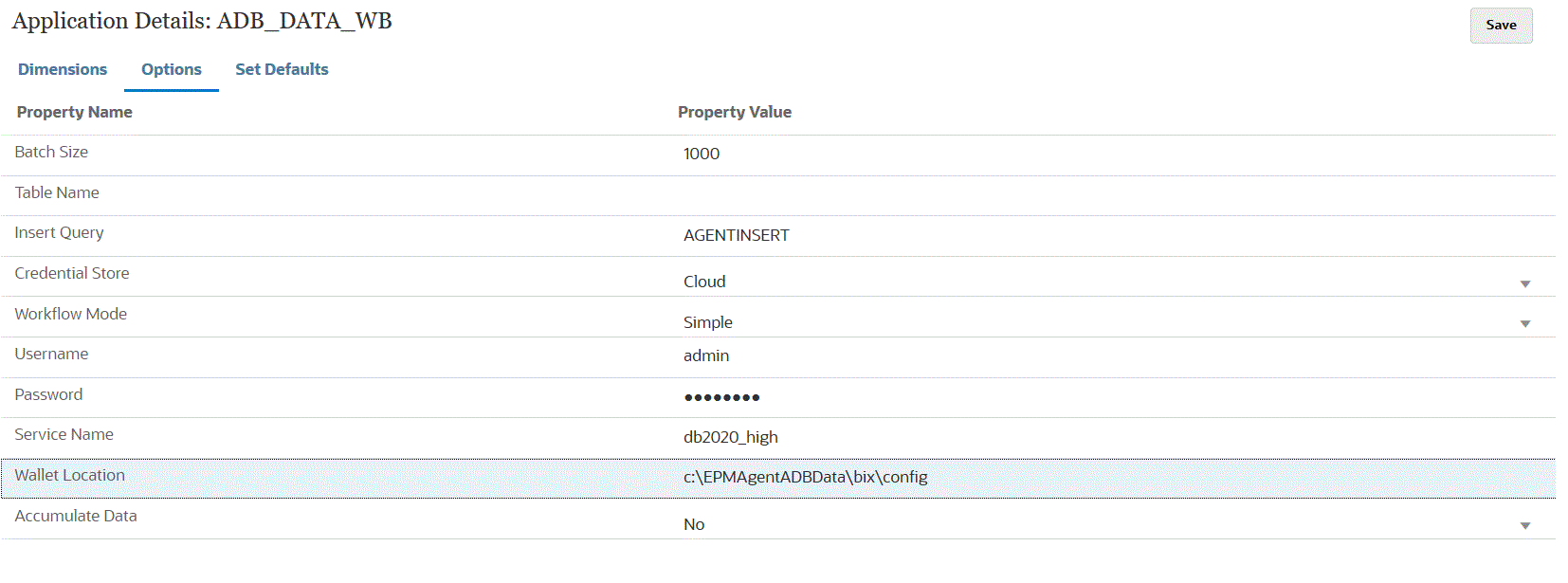 Image shows the Application Options tab. Image shows the Application Options tab.