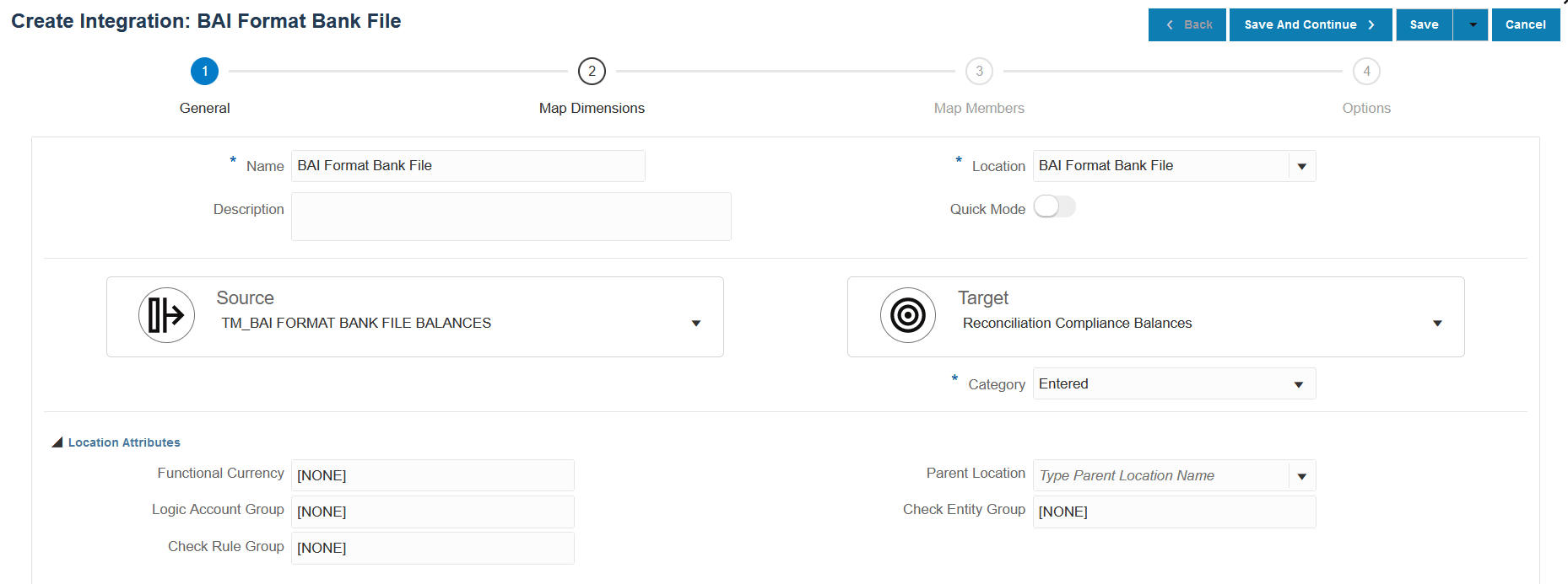 Image shows the Create Integration page.