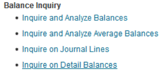 Image shows Balance Inquiry optio