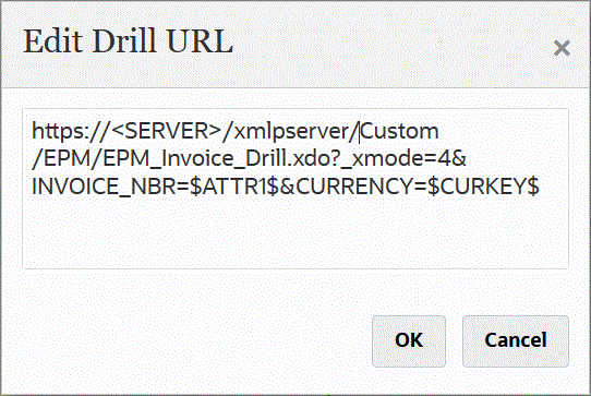 Image shows the Edit Drill URL page.
