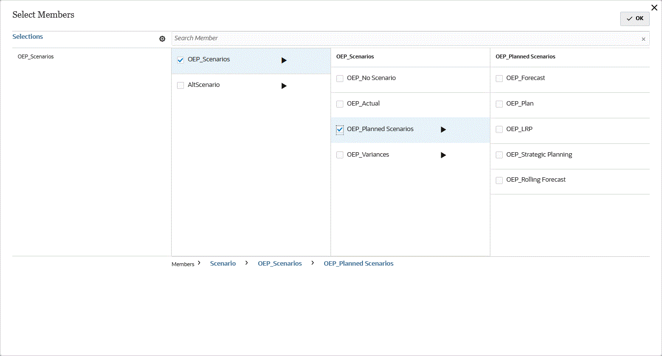 Image shows the Select Members page.