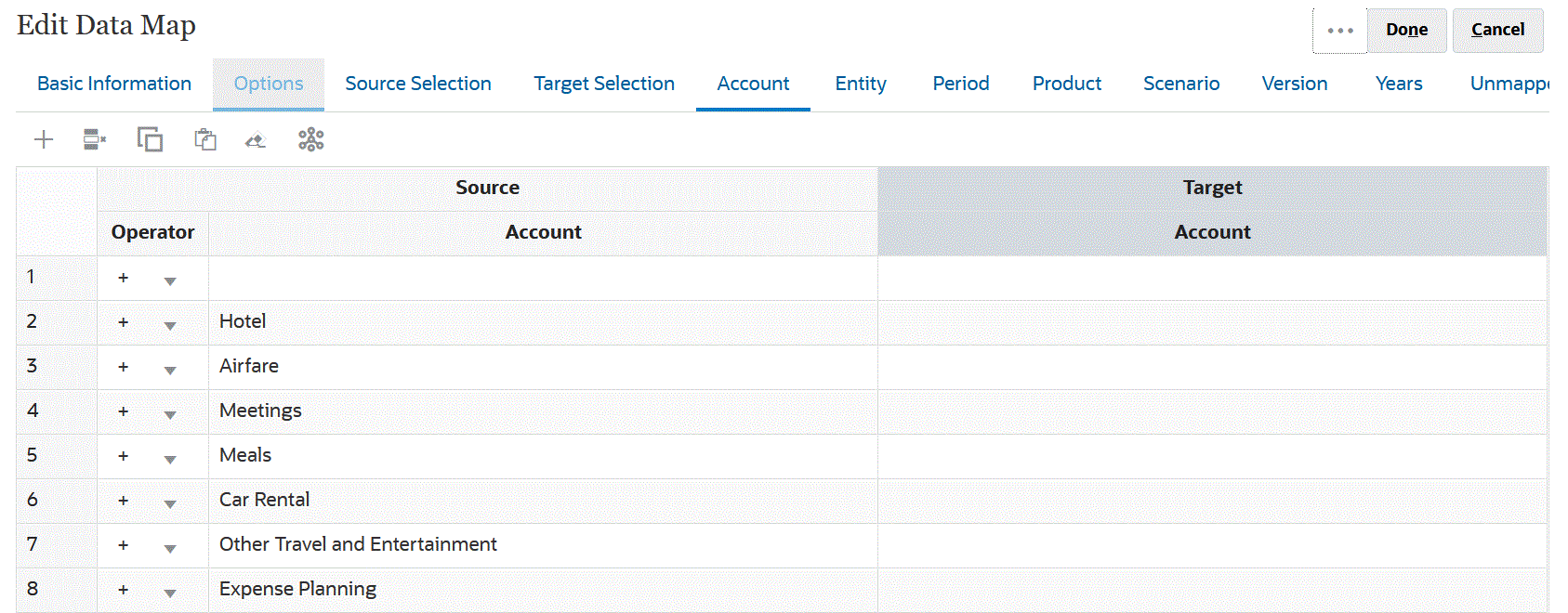 Image shows the Edit Data Map page. Image shows the Edit Data Map page.