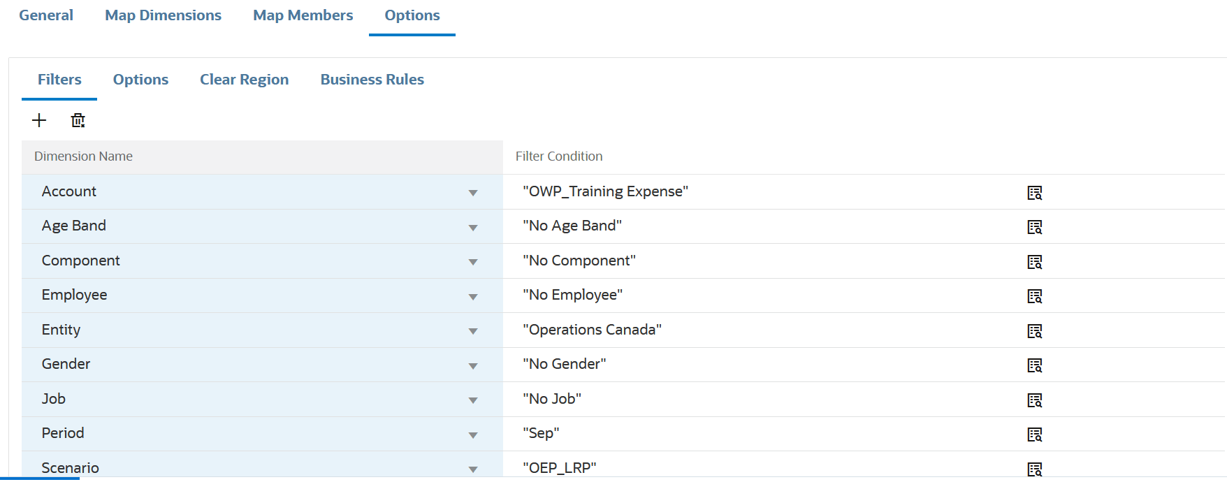 Image shows the Filters tab.