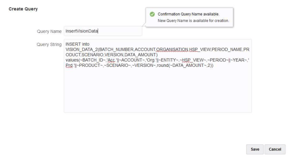 Image shows the Create Query page. Image shows the Create Query page.