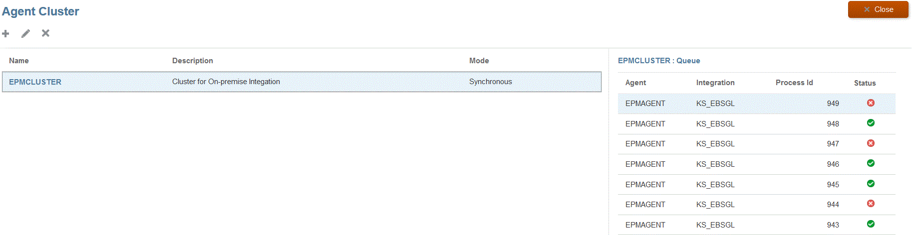 Image shows the Agent Cluster page. Image shows the Agent Cluster page.