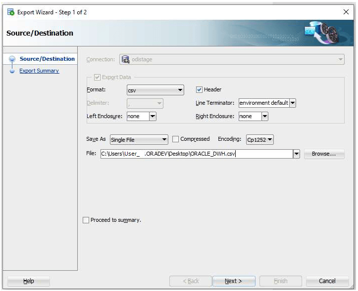 Image shows the Export Wizard Image shows the Export Wizard