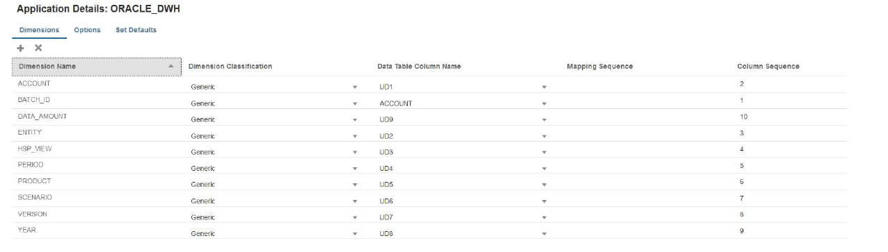 Image shows the Application Details Dimensions tab. Image shows the Application Details Dimensions tab.