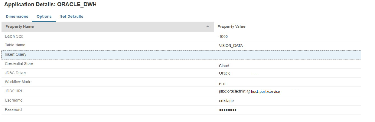 Image shows the Options tab in Application Details Image shows the Options tab in Application Details