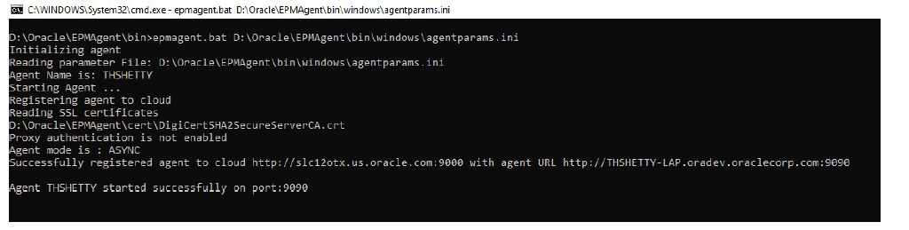 Agent started on the on-premises host. Agent started on the on-premises host.