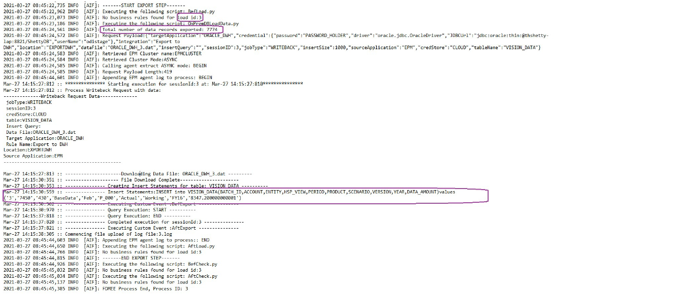 Image shows log file in Process Details. Image shows log file in Process Details.