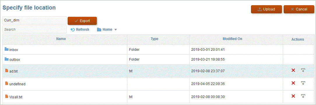 Image shows the Specify file location screen.