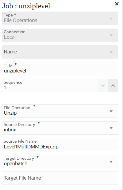 Image shows File Operations job type parameters.