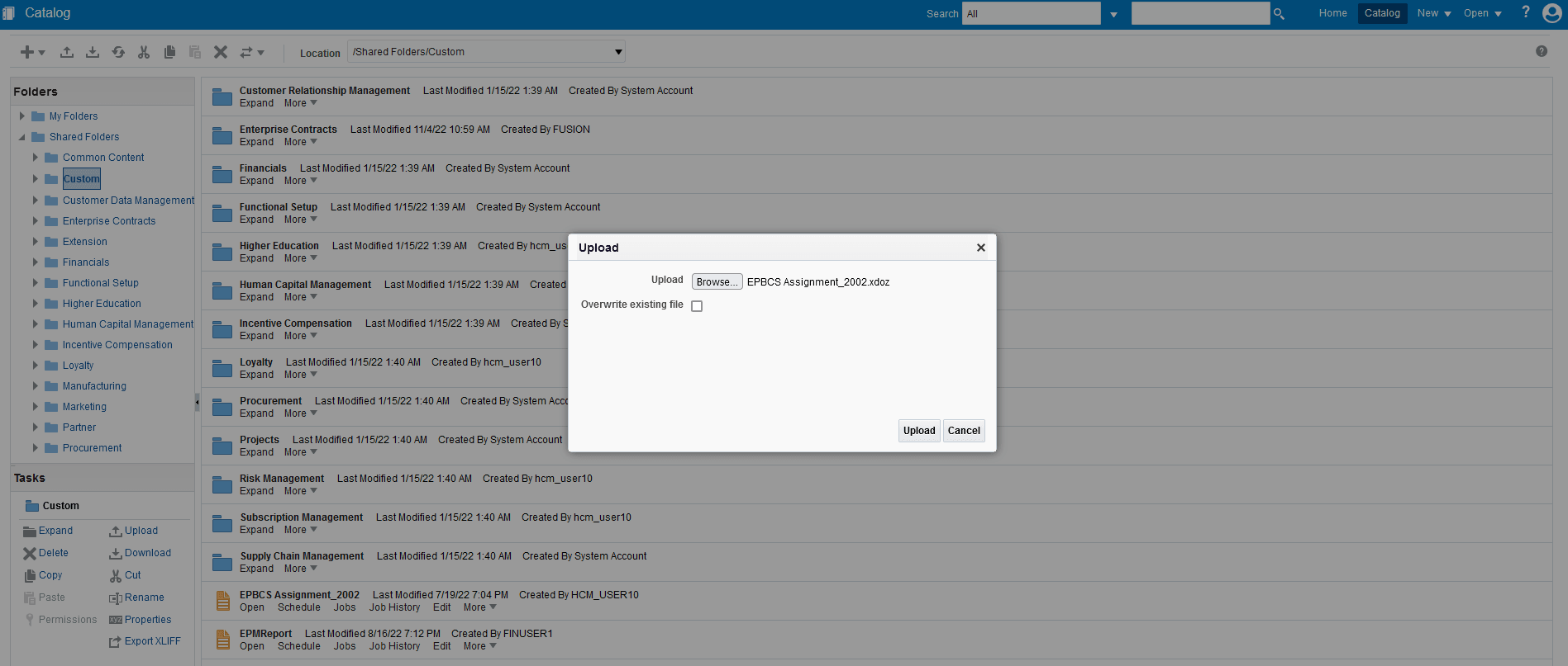 Image shows the Upload page.