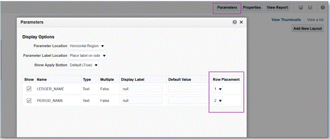 Image shows the Parameters page. Image shows the Parameters page.