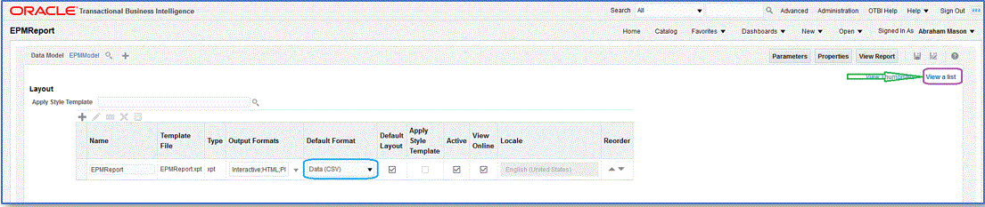 Image shows Layout section of the Data Model page. Image shows Layout section of the Data Model page.