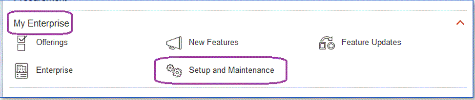 Image shows the Setup and Maintenance option. Image shows the Setup and Maintenance option.