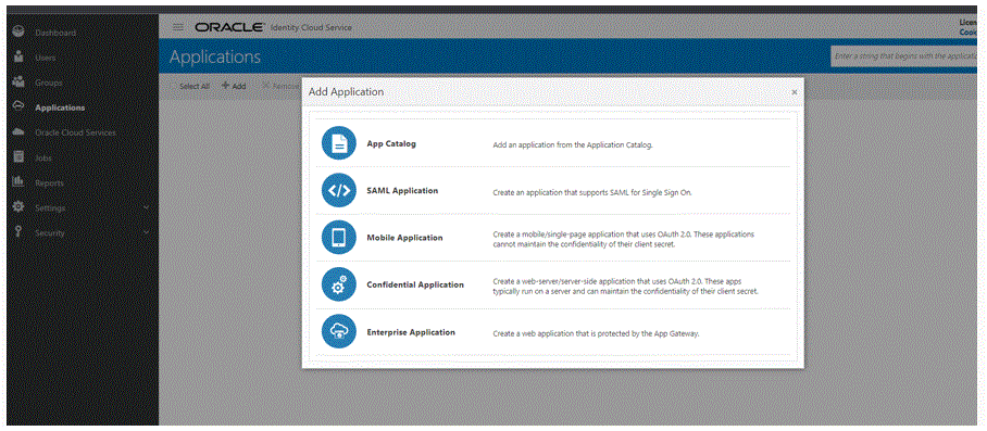 Image shows the Add Application page.