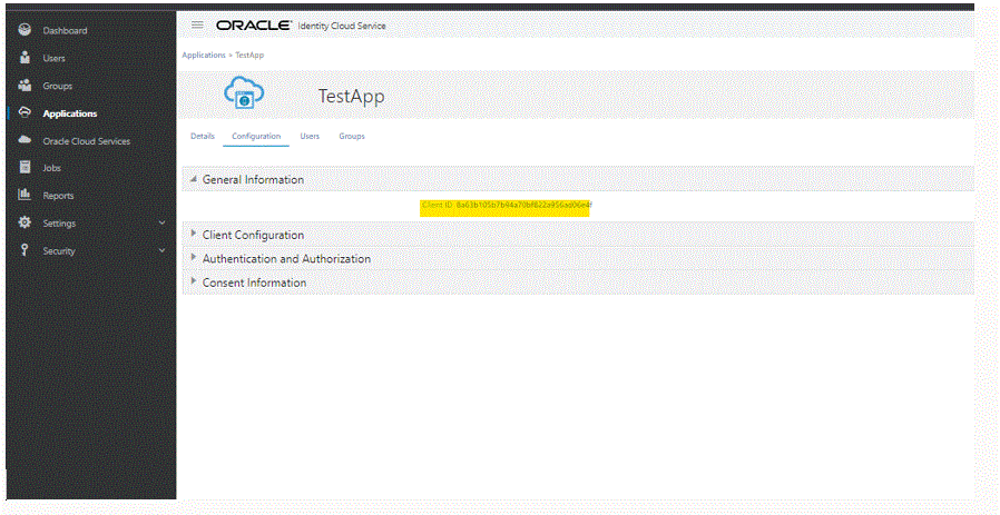 Image show the Client ID under General Information.