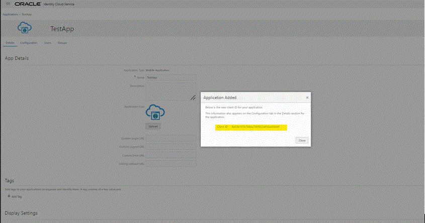 Image shows the Application Added page.