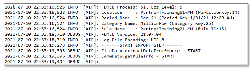 Image shows sample log file. Image shows sample log file.