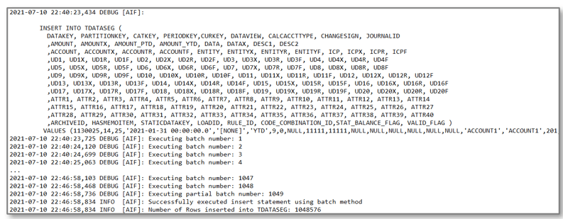 Image shows how the batch size is set to 1000, which resulted in 1049 batches required to move the data. Image shows how the batch size is set to 1000, which resulted in 1049 batches required to move the data.