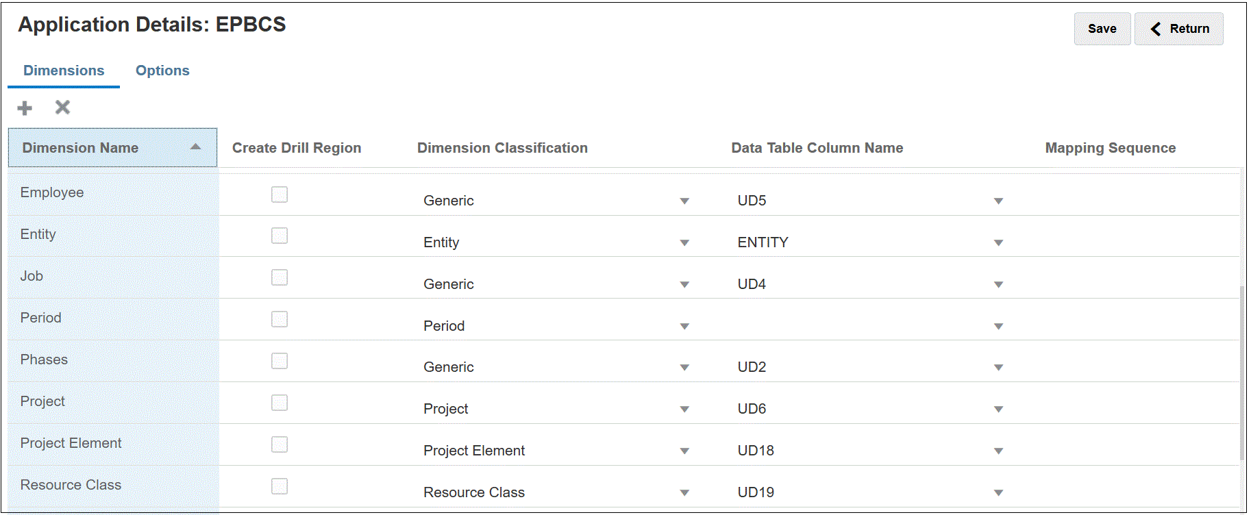 Images shows the Dimensions tab on the Application Details page.