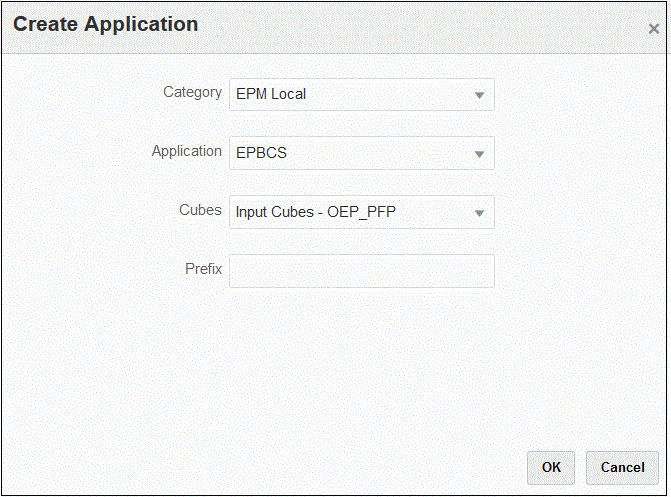 Image shows the Create Application page.