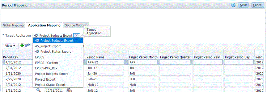 Image shows the Application Mappings page.