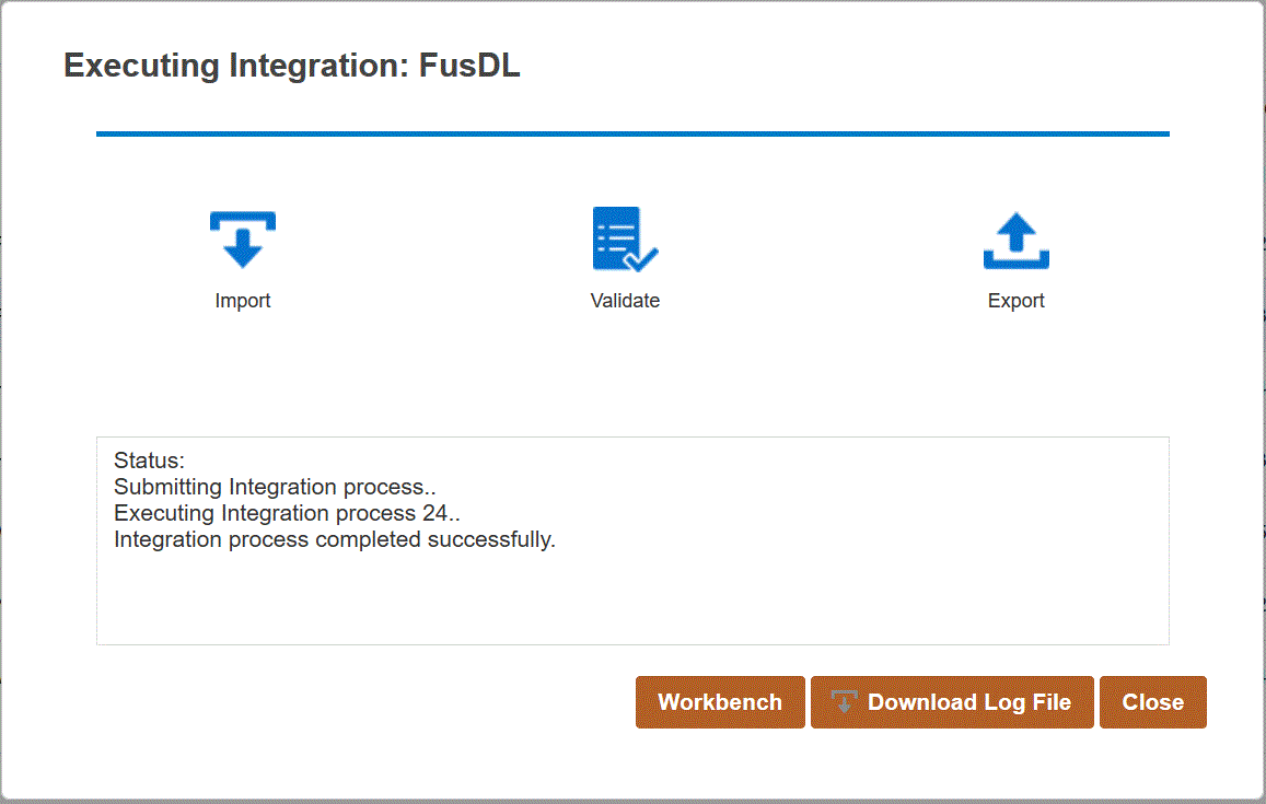 Image shows the Run Integration Execution pop-up. Image shows the Run Integration Execution pop-up.
