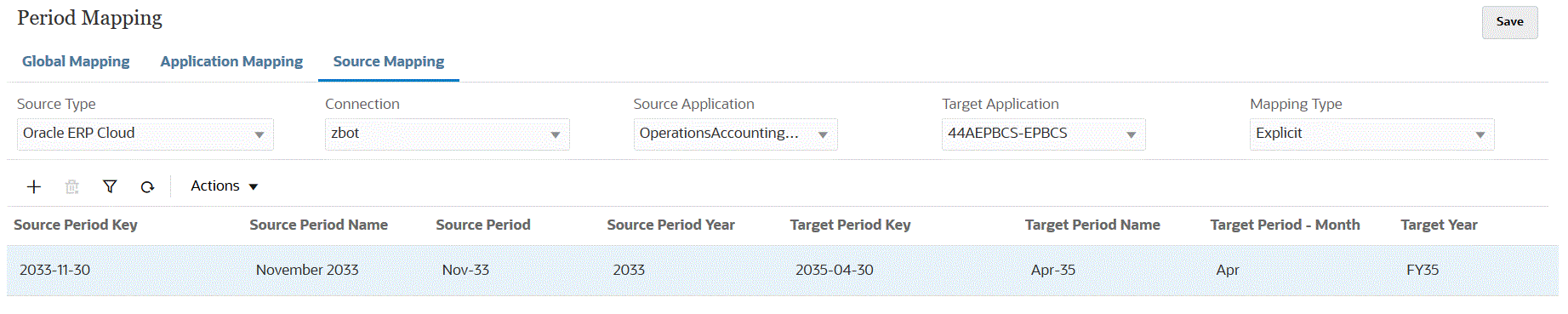 Image shows the Source Mapping tab. Image shows the Source Mapping tab.