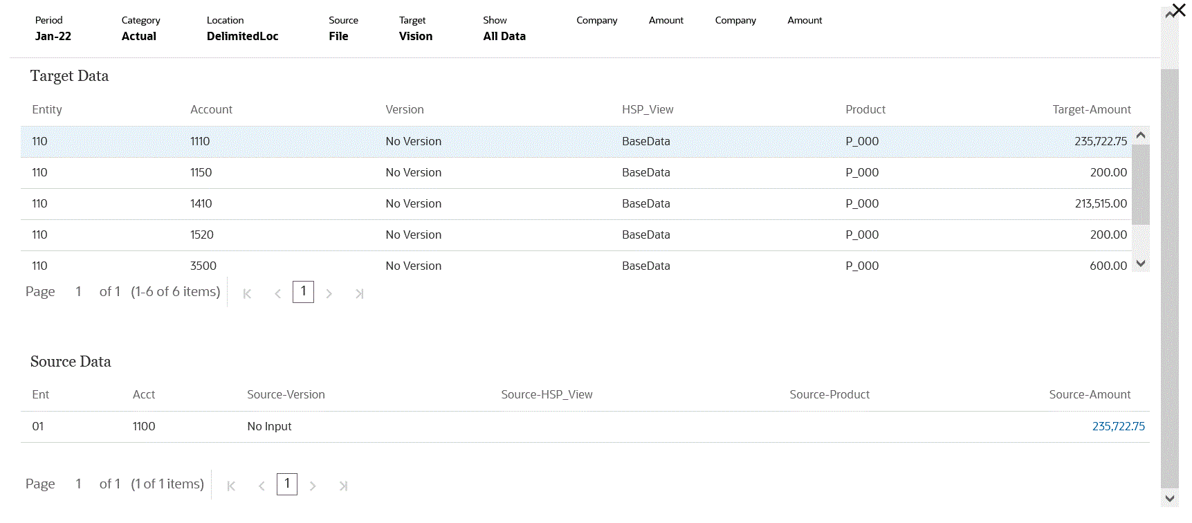 Image shows the Target View page. Image shows the Target View page.