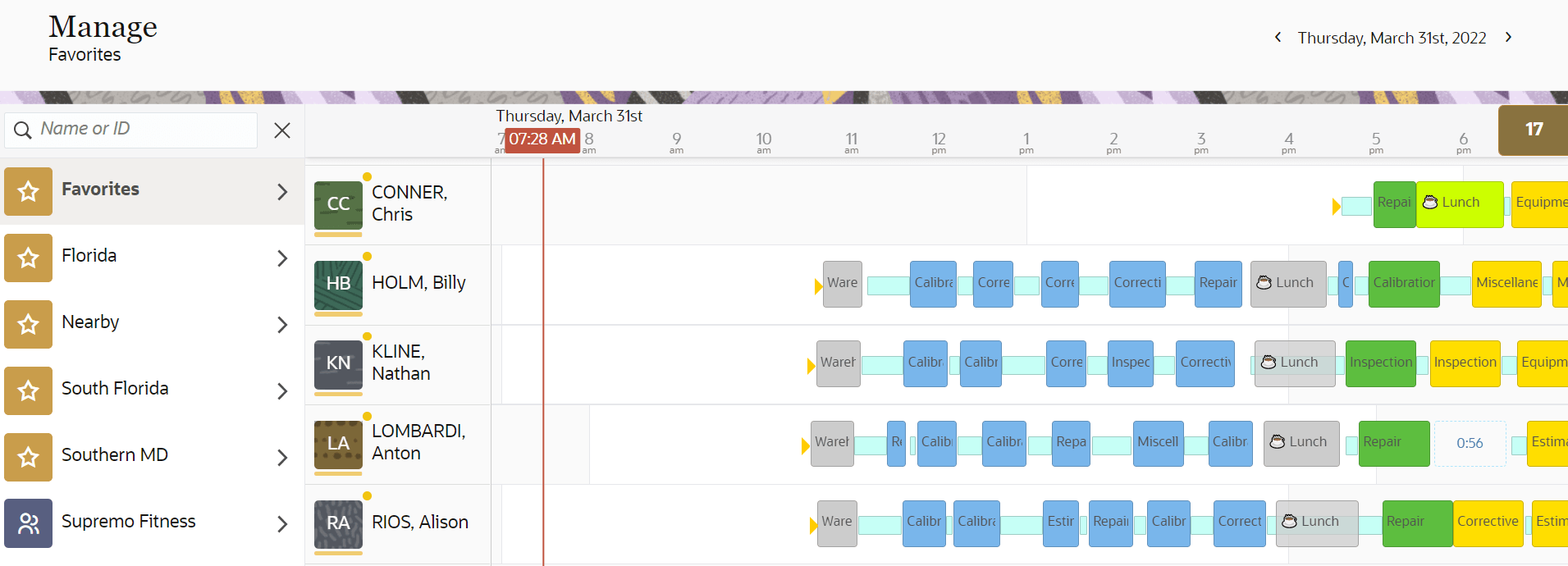 This screenshot shows the Manage page in Redwood theme on large screen devices.