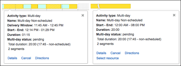 Hint for a partially scheduled segmentable activity.