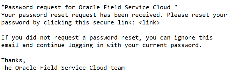 This figure shows the password recovery email.