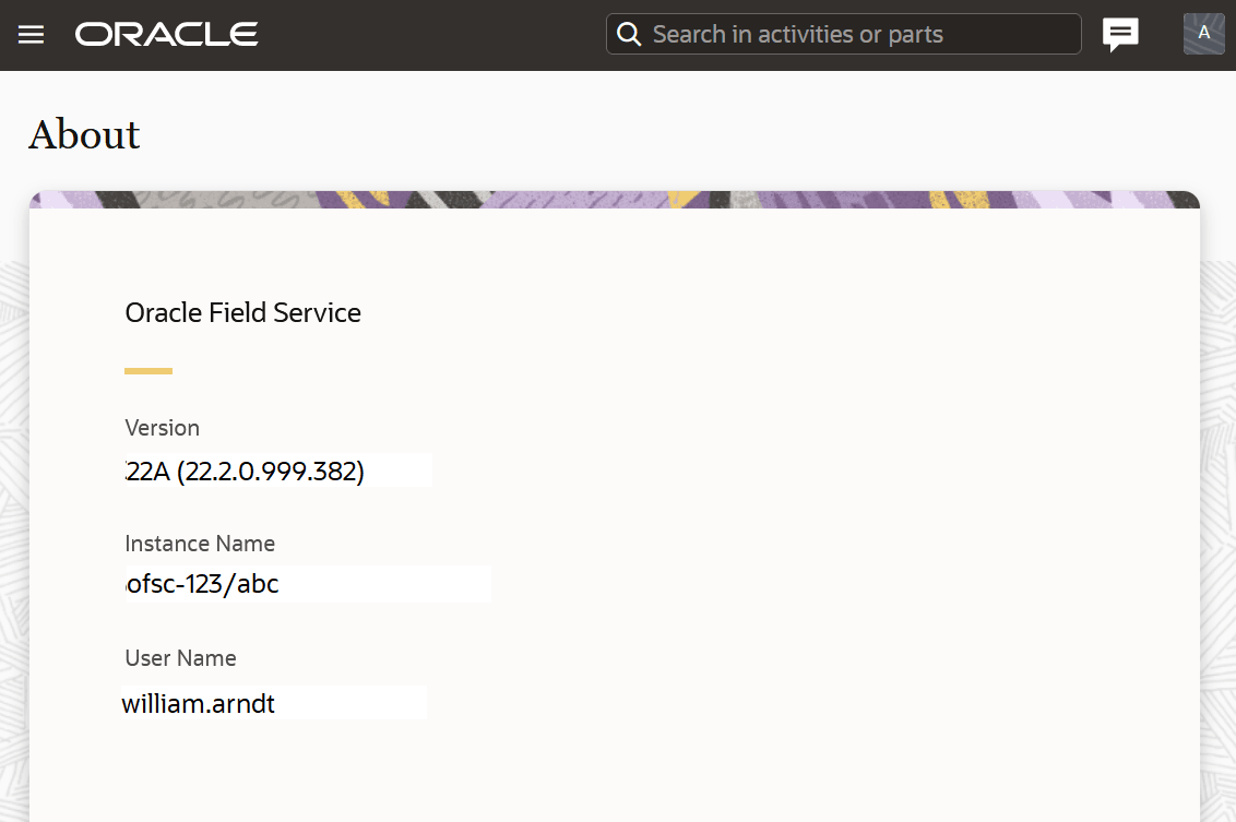 Image shows About Page in Redwood theme.