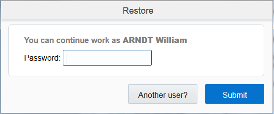 This screenshot shows the Restore page, where you should enter the password.