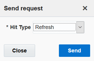 This figure shows the Send request dialog, which lets mobile workers send a message to an external system to allow its provisioning.