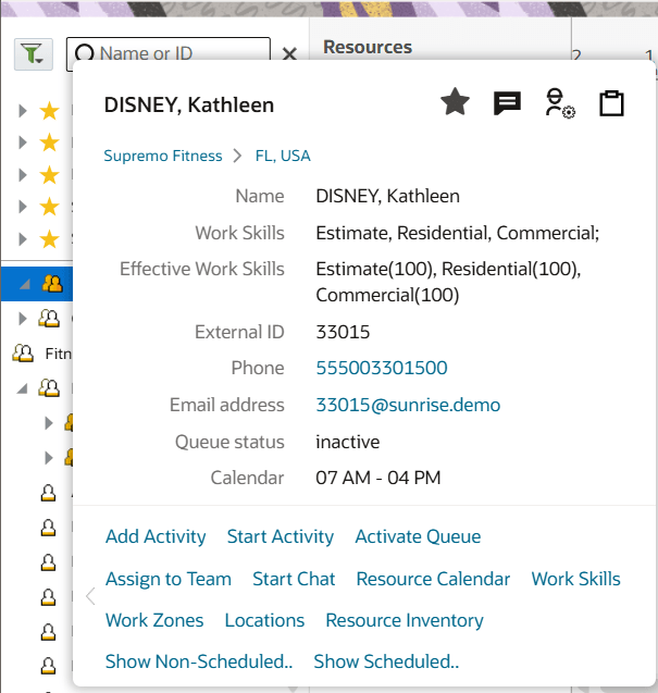 This figure shows resource's information such as name, phone, email, and capacity categories.