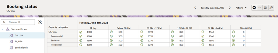 Figure showing Booking Status page that lets you manage activity booking